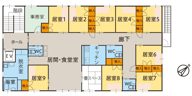 ツクイいわき内郷 グループホームのフロアマップ1のフロアマップ