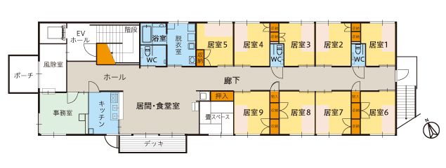ツクイ厚木荻野 グループホームのフロアマップ1のフロアマップ