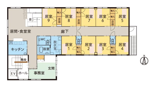 ツクイ伊勢原高森 グループホームのフロアマップ1のフロアマップ