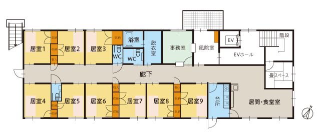 ツクイ横浜大久保 グループホームのフロアマップ1のフロアマップ