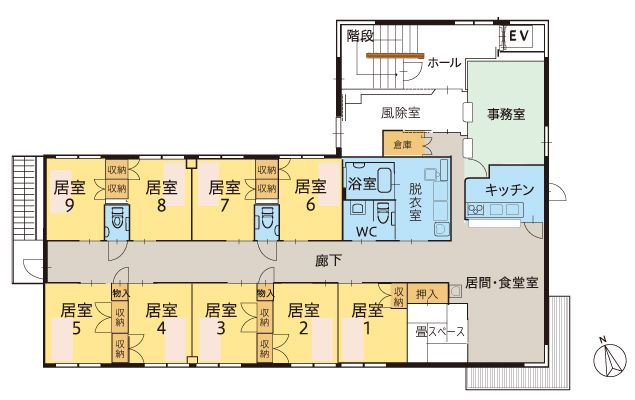 ツクイ横須賀光風台 グループホームのフロアマップ1のフロアマップ