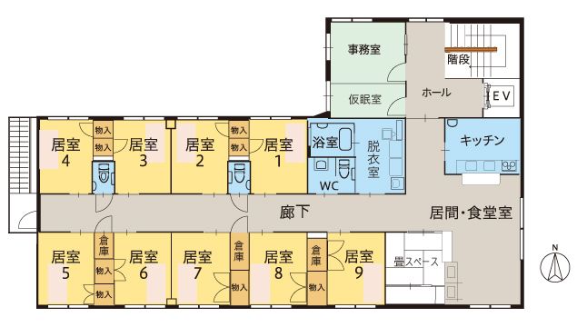 ツクイ平塚徳延 グループホームのフロアマップ1のフロアマップ