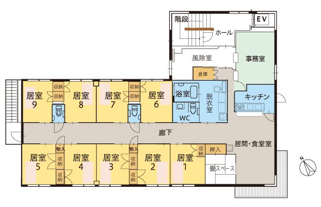 ツクイ小田原富水 グループホームのフロアマップ1のフロアマップ