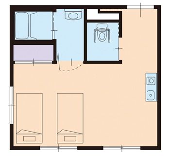 サービス付き高齢者向け住宅 医療法人生寿会百彩の2人部屋間取りの間取り図