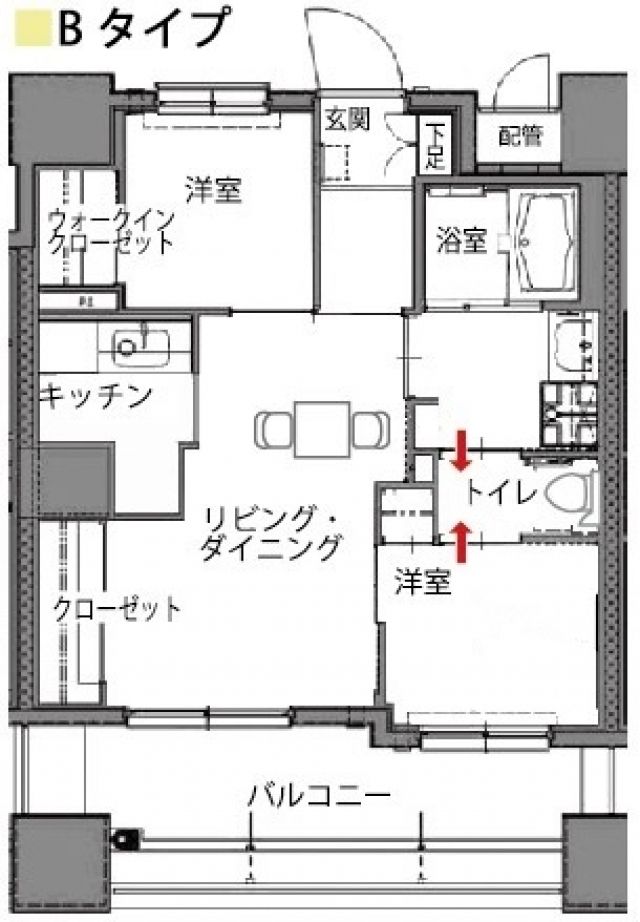 サービス付き高齢者住宅ロイヤルレジデンスるるどの風藤が丘のBタイプの間取り図