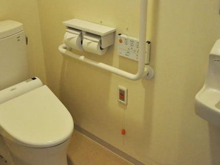 手すりと呼び出しブザーが設置されており、一人でも安心して利用できる。清潔感があり、清掃も行き届いている。