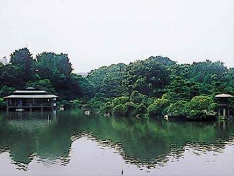 「ローズ・ガーデン」の周辺・清澄庭園。緑豊かな憩いの場。
