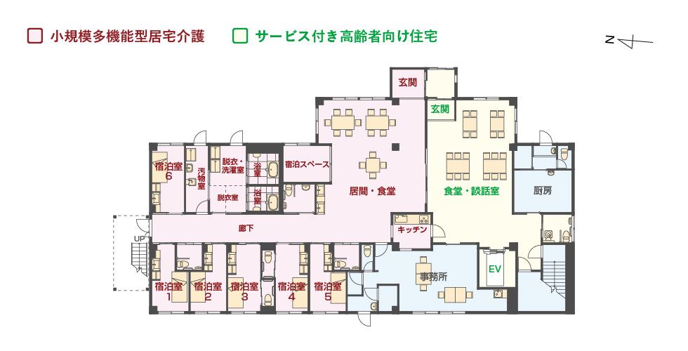 エイジフリーハウス堺八田の1Ｆのフロアマップ