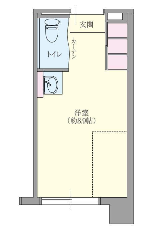 センチュリーテラス船橋壱番館の1Rタイプの間取り図
