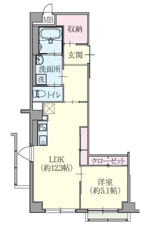 センチュリーテラス船橋壱番館の1LDK-C typeの間取り図