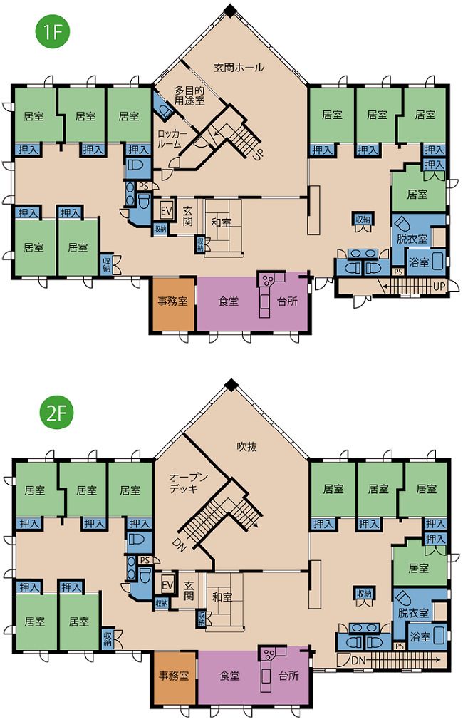 グループホーム ほほえみの1～2Ｆのフロアマップ