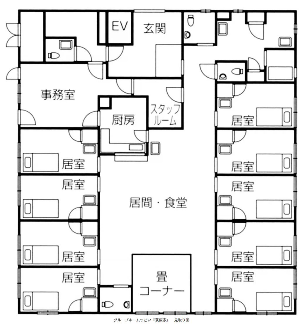 グループホーム つどい荻原家のフロアマップ1のフロアマップ