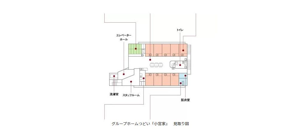 グループホーム つどい小宮家のフロアマップ1のフロアマップ