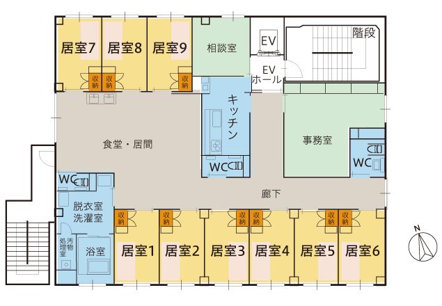 ツクイ 武蔵中原のフロアマップ1のフロアマップ