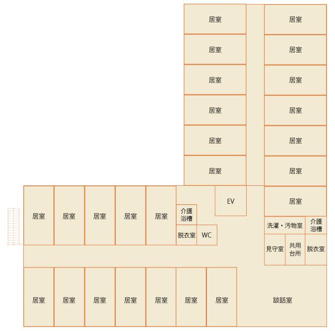 ともいきの家みずほのの2階のフロアマップ