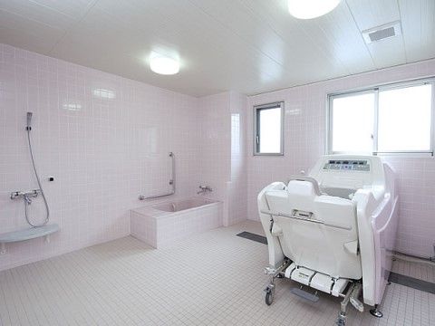 専用の浴槽が設置された、清潔感がある広々とした浴室