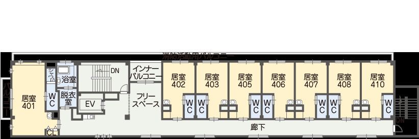 リーブル忠岡の4Ｆのフロアマップ