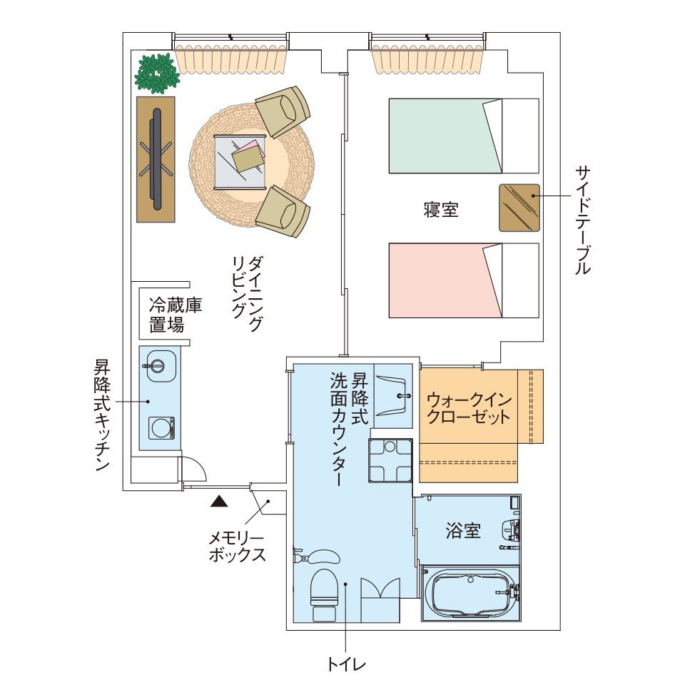 グッドタイム リビング 宝塚逆瀬川のお二人さまタイプのフロアマップ