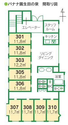 バナナ園生田の泉のフロアマップ1のフロアマップ