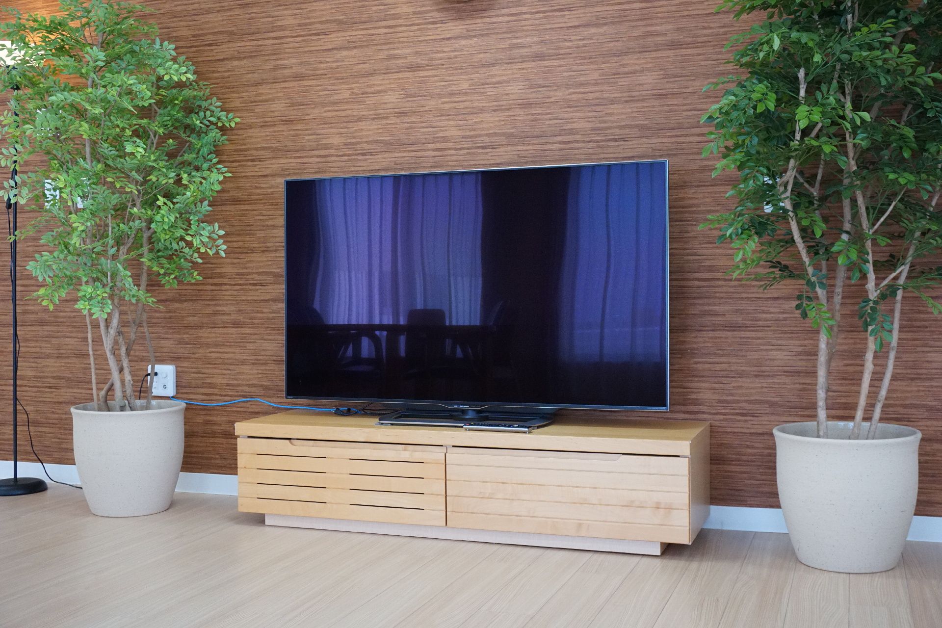 リビングに設置され、入居者が自由に見ることができる大型テレビ