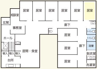 グループホーム あじさいの1Ｆのフロアマップ