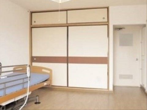 居室はフローリングでありながら、和風な押入れのあるおしゃれな部屋となっている。居室のドアは開き戸になっている。