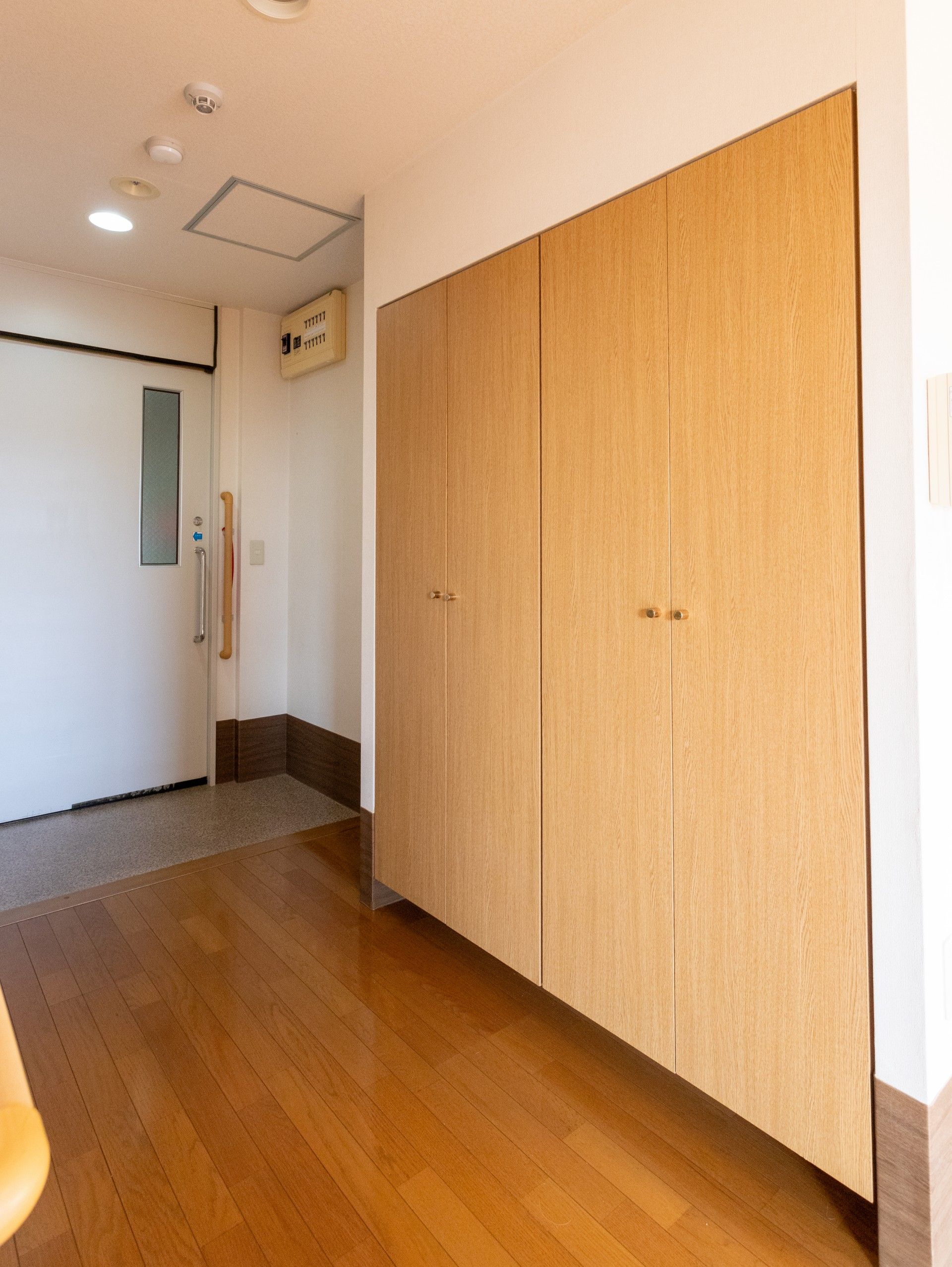 木製の収納と出入口