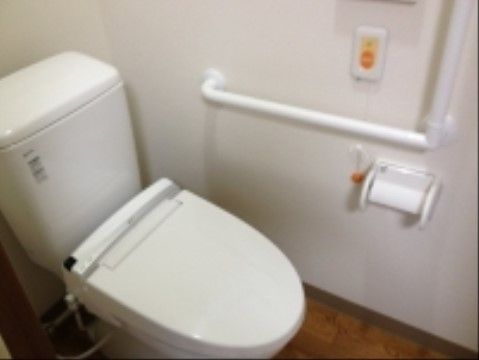 トイレスペースにもナースコールが設置され、お手洗い中に体調が悪くなった場合にもすぐに連絡ができて安心である。