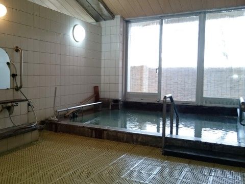 大きな手すり付きの浴槽が設置された、陽射しが差し込む浴室