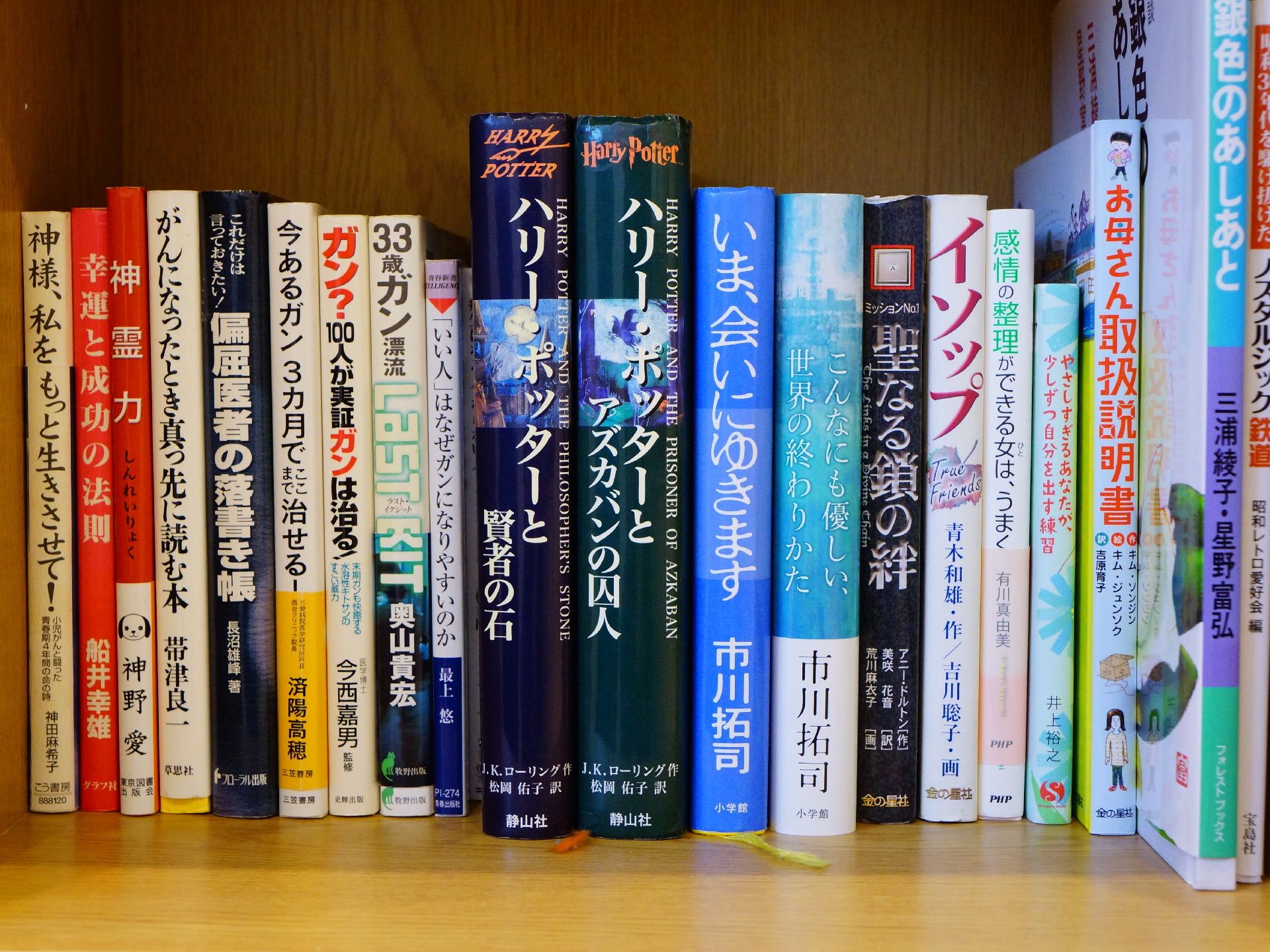 本棚には病気に関するものやファンタジーなど様々な分野の本が並べられていて、自由に読めるようになっている。
