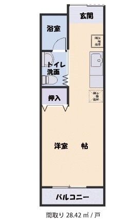 サンハイツ城南の居室の間取り図