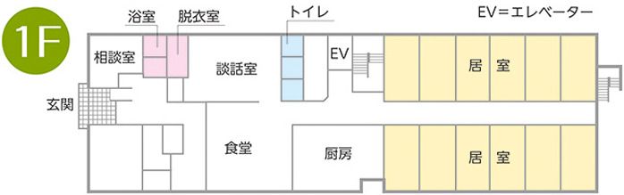 サービス付き高齢者向け住宅 虹の森南栄の1Ｆのフロアマップ