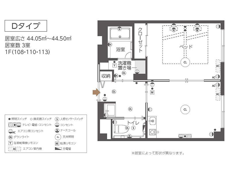 チャームスイート仁川のＤタイプの間取り図