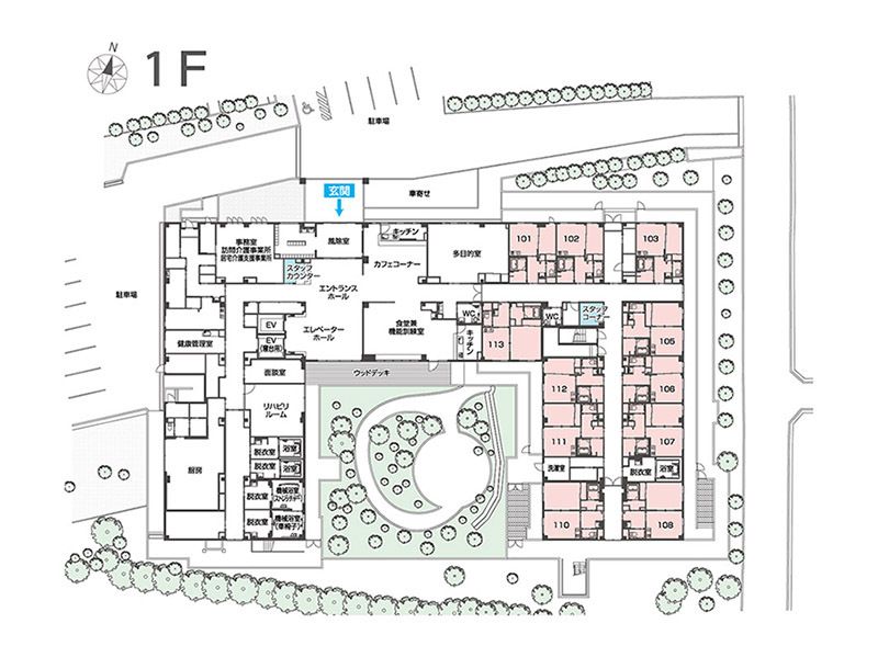 チャームスイート仁川の1Ｆのフロアマップ