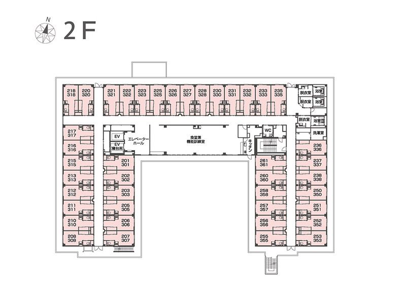 チャームスイート仁川の2Ｆのフロアマップ