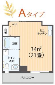 サービス付き高齢者向け住宅 しおさきケアコートのＡタイプの間取り図