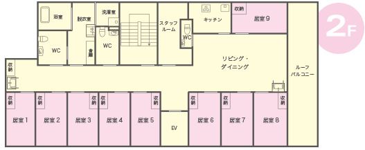 グループホーム ここから西淡路の2Ｆのフロアマップ