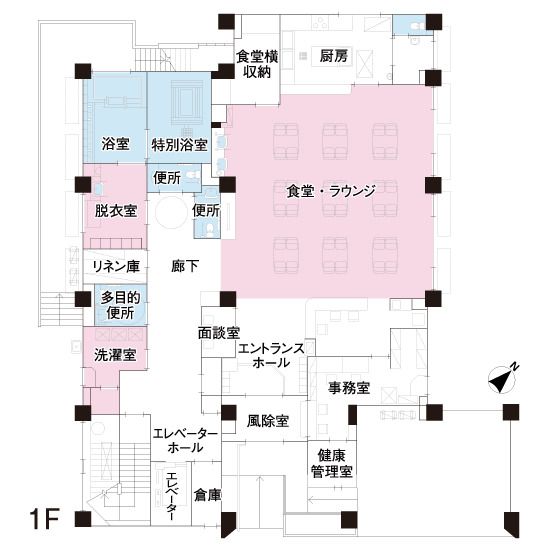 かみすげの憩エスペランサ名東の1Ｆのフロアマップ