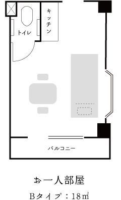 住宅型有料老人ホーム ゆふの院やよい坂のお一人部屋の間取り図