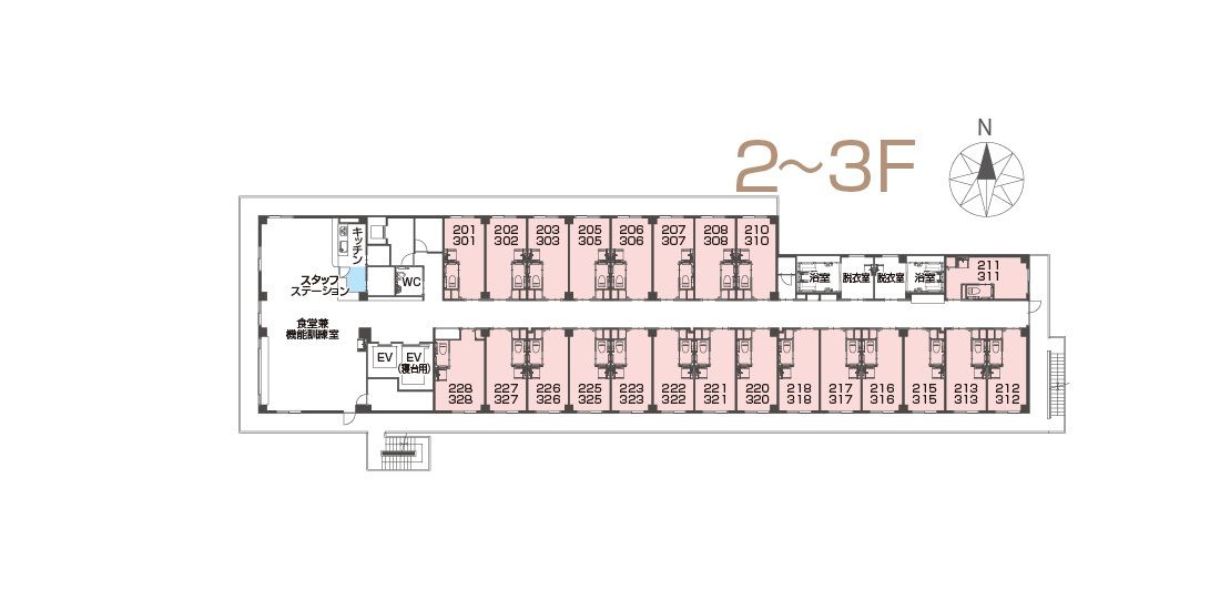 チャーム東葛西の2～3Ｆのフロアマップ