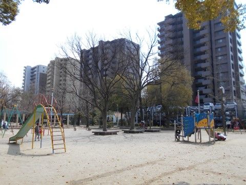 施設近隣には大きな公園が広がっている。さまざまな遊具があり、元気な子供の声や春に咲き誇る桜の花などが楽しめる。
