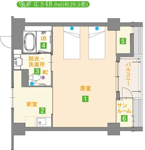 住宅型有料老人ホーム さわやかの丘の居室（夫婦部屋）の間取り図