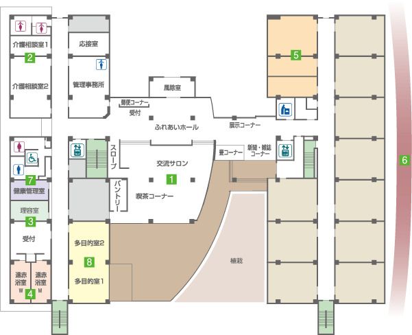 住宅型有料老人ホーム さわやかの丘の1Ｆのフロアマップ
