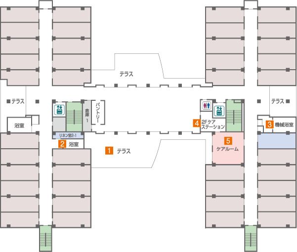 住宅型有料老人ホーム さわやかの丘の2～3Ｆのフロアマップ