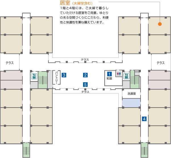 住宅型有料老人ホーム さわやかの丘の4Ｆのフロアマップ