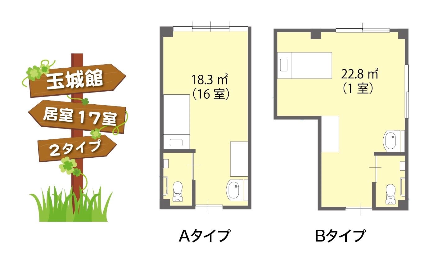 玉城館の居室の間取り図