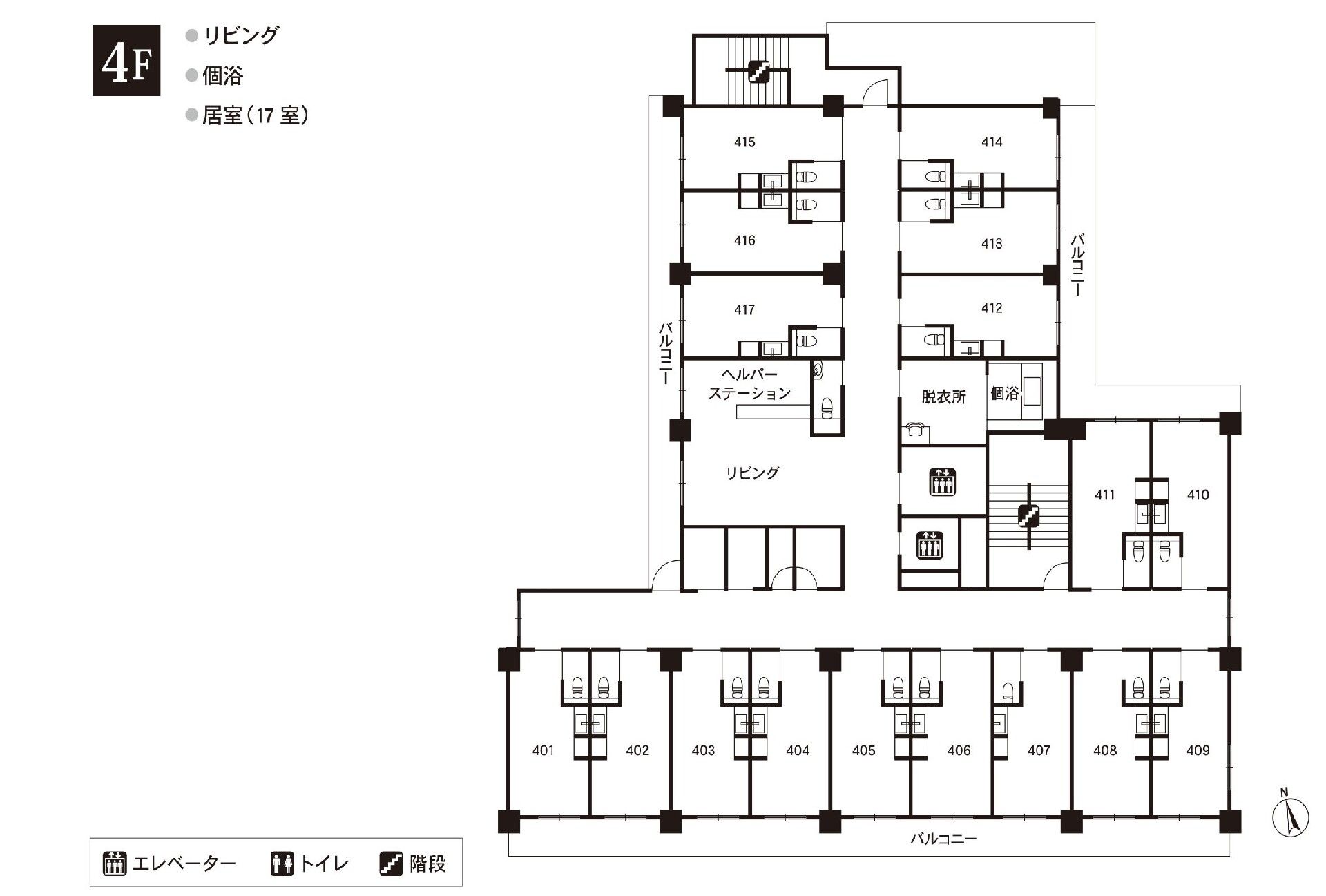 リアンレーヴ川崎幸の4Ｆのフロアマップ