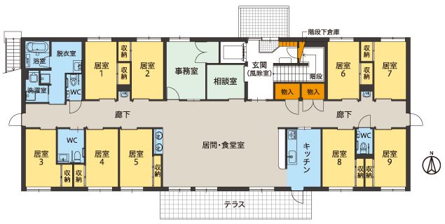 ツクイ仙台愛子 グループホームのフロアマップ1のフロアマップ