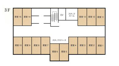 介護付有料老人ホーム アグリ大東の3Ｆのフロアマップ