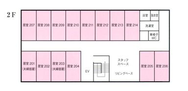 介護付有料老人ホーム アグリ大東結の2Ｆのフロアマップ